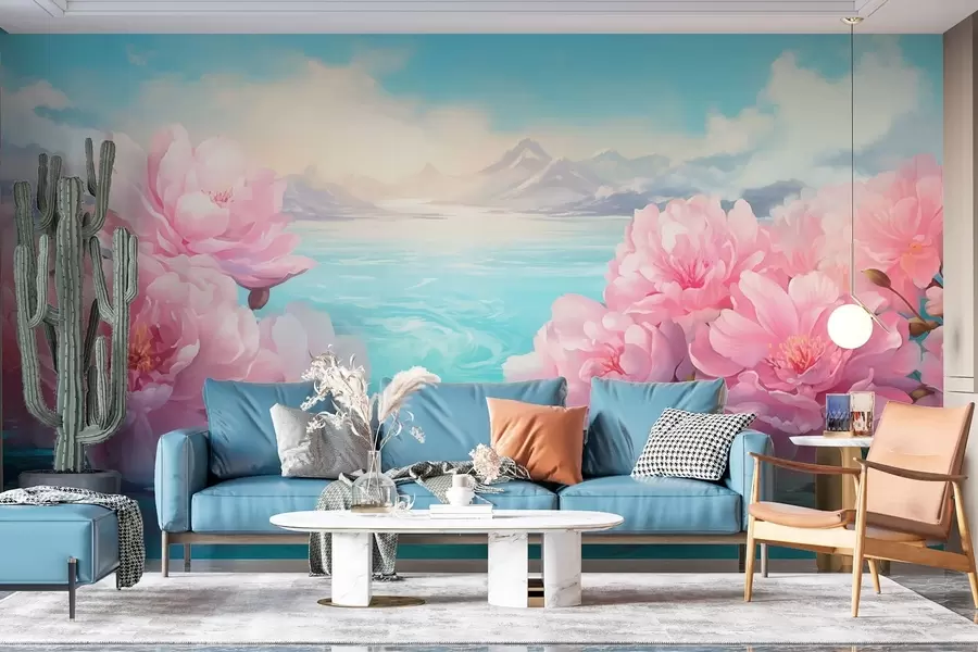 murais de parede Um lago com flores w05621
