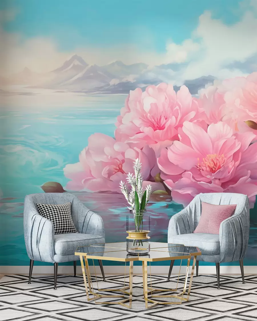 murais de parede Um lago com flores w05621