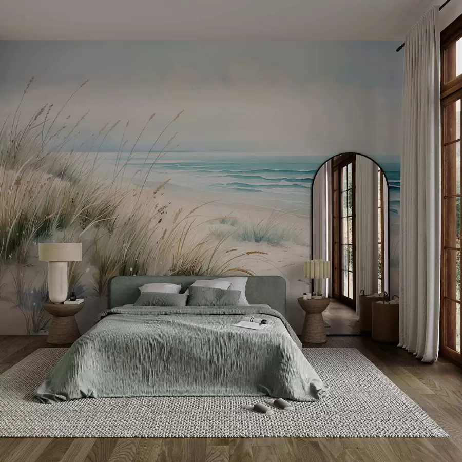 murais de parede Praia de areia com ondas e dunas w05537