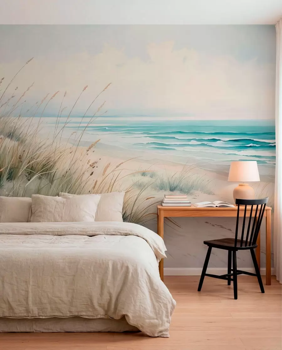 murais de parede Praia de areia com ondas e dunas w05537