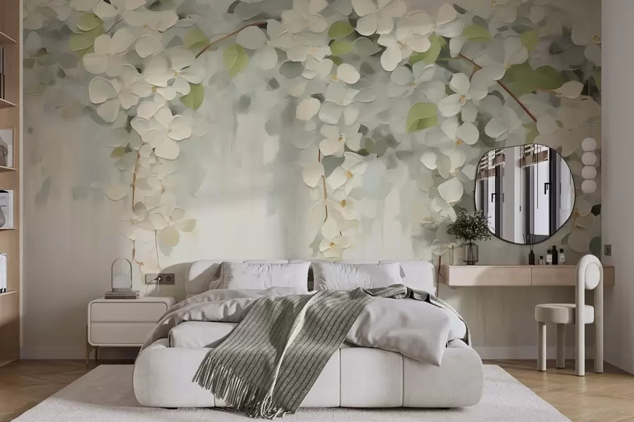 murais de parede Pintura abstrata com imitação de flores suspensas w05641