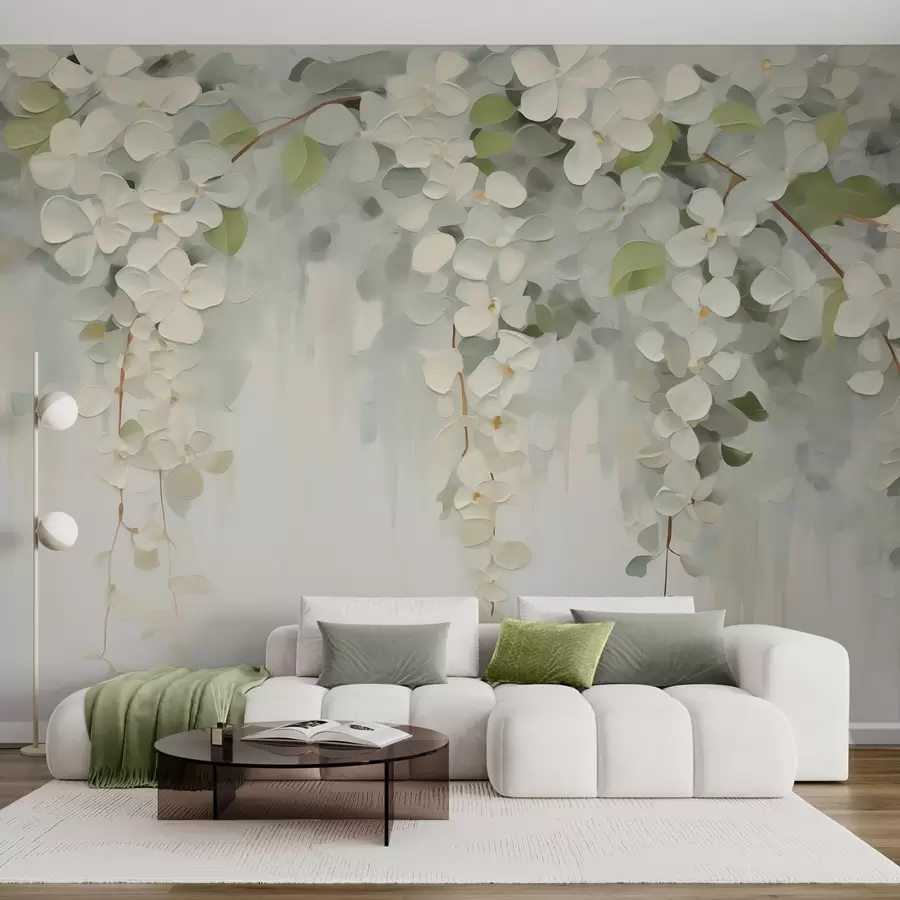 murais de parede Pintura abstrata com imitação de flores suspensas w05641