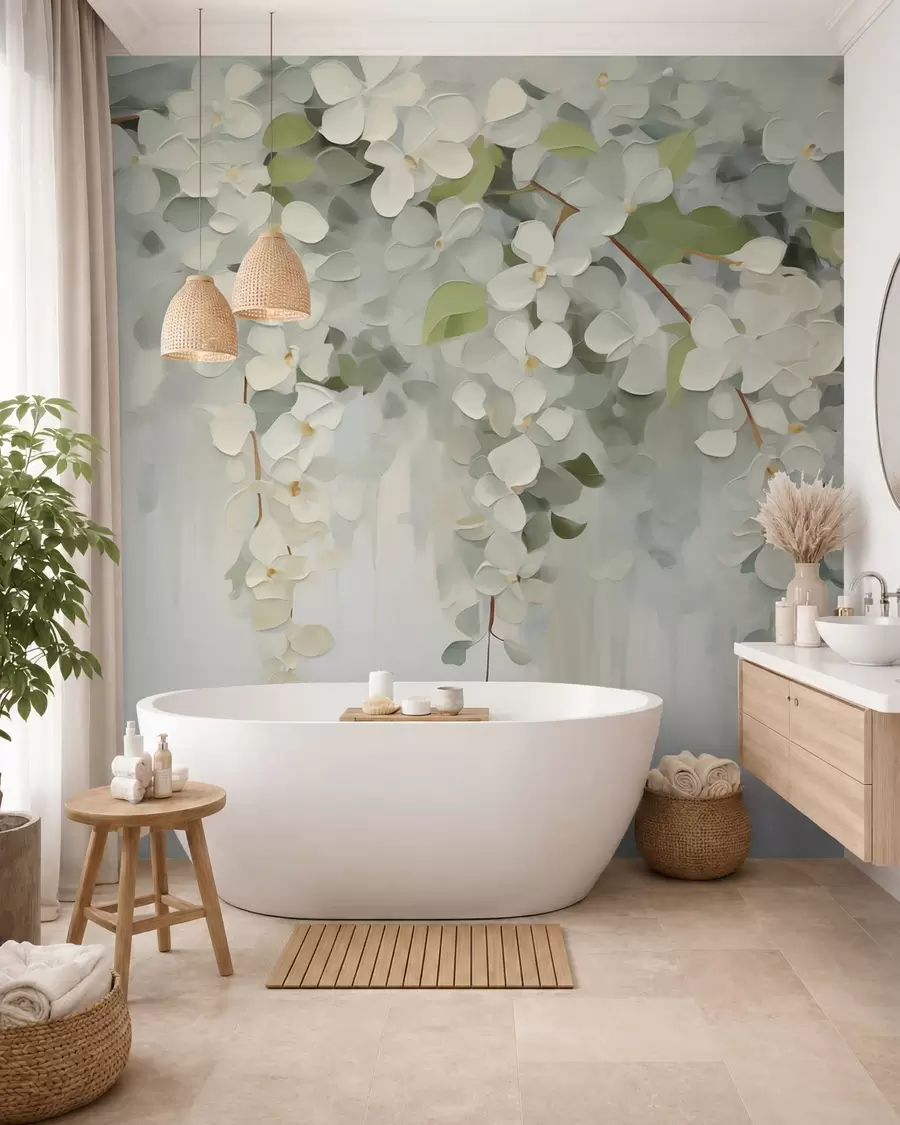 murais de parede Pintura abstrata com imitação de flores suspensas w05641