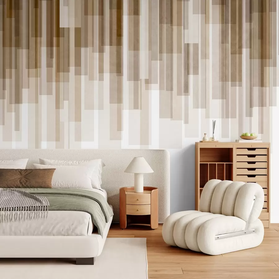 murais de parede Retângulos verticais texturizados com transparências variadas e tons de marrom; arte abstrata w09889v1
