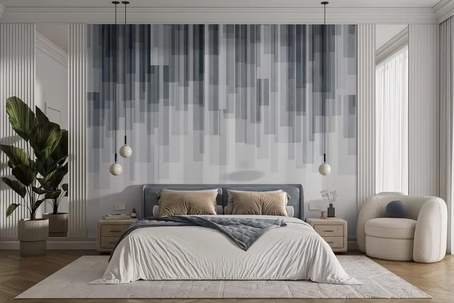 murais de parede Retângulos verticais texturizados com transparências variadas e tons de azul; arte abstrata w09889v2