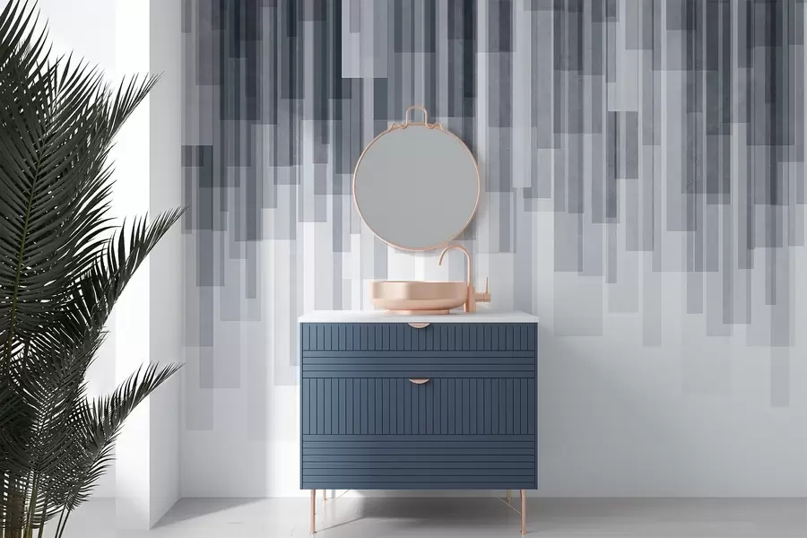 murais de parede Retângulos verticais texturizados com transparências variadas e tons de azul; arte abstrata w09889v2