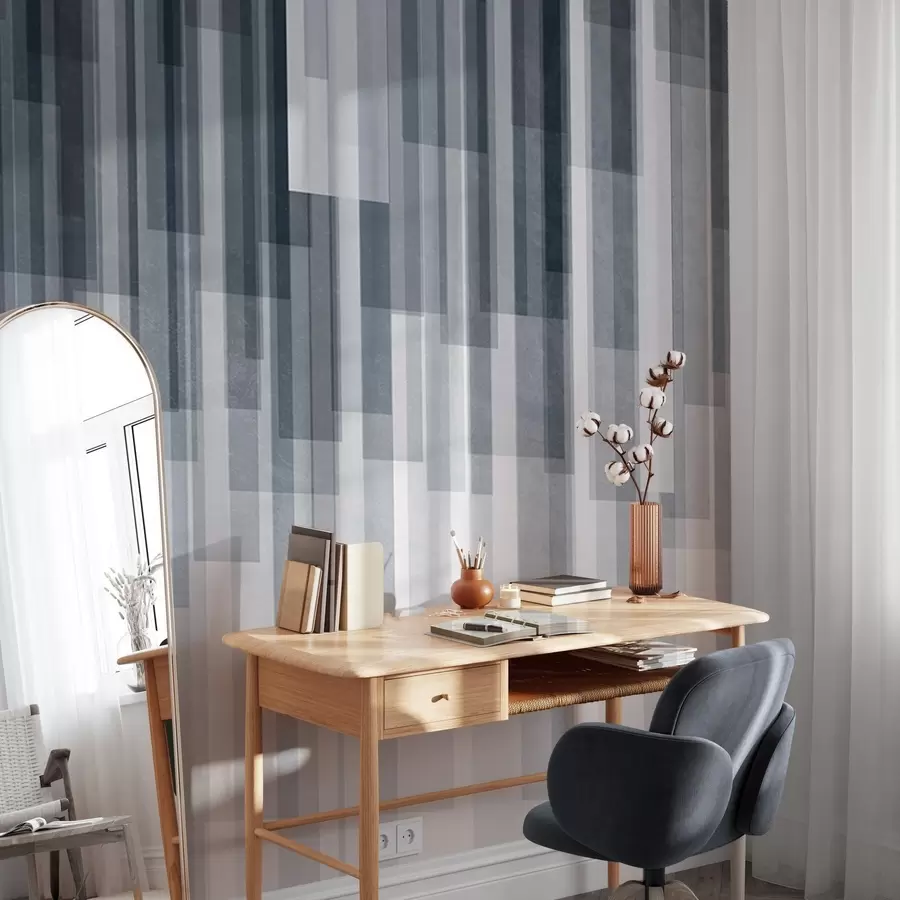 murais de parede Retângulos verticais texturizados com transparências variadas e tons de azul; arte abstrata w09889v2