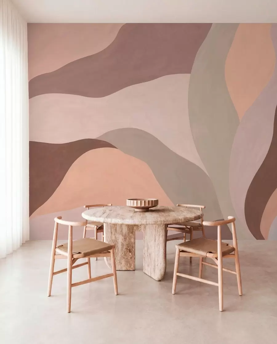 murais de parede Formas abstratas e fluidas em tons pastéis w05629