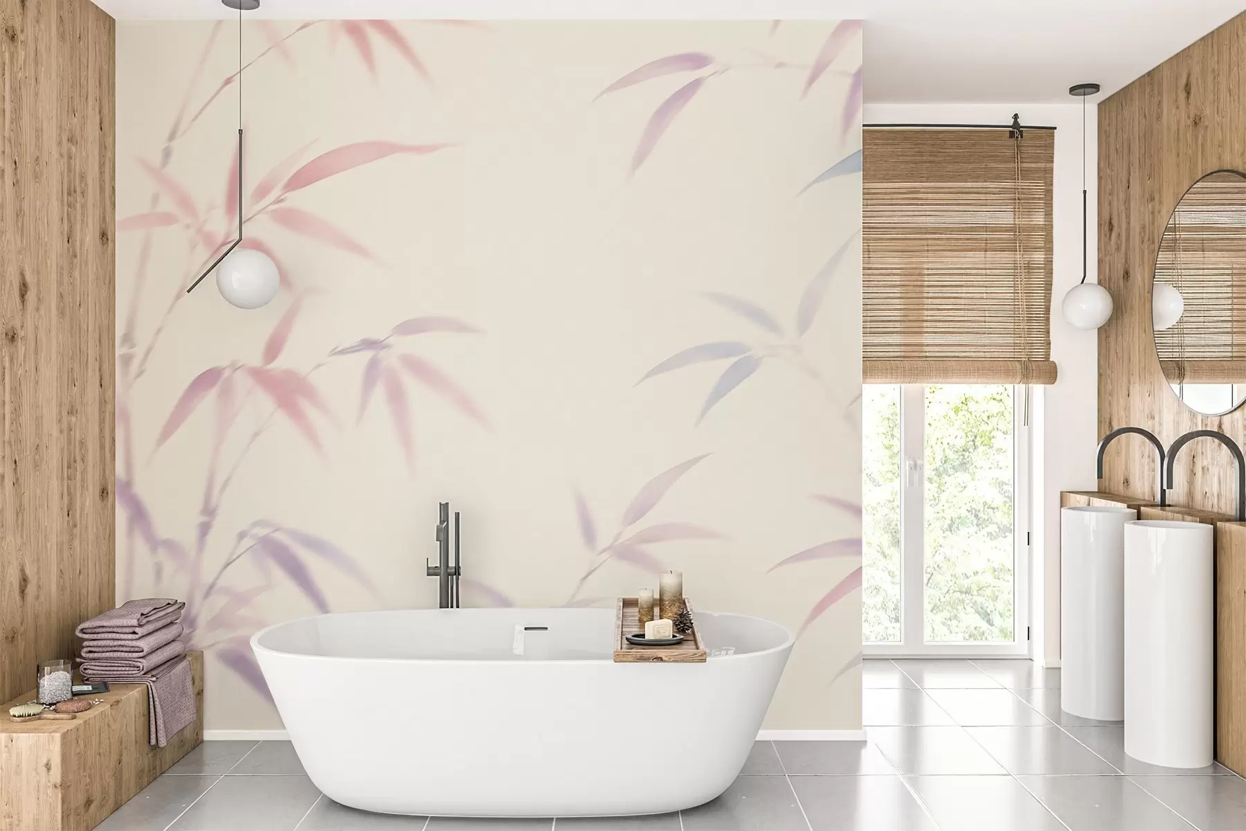 murais de parede Folhas de bambu abstratas w05666