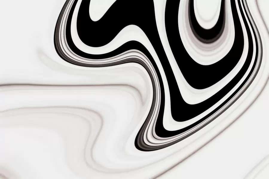 murais de parede Mural abstrato com ondas fluidas em preto e branco, em um estilo minimalista moderno w09877