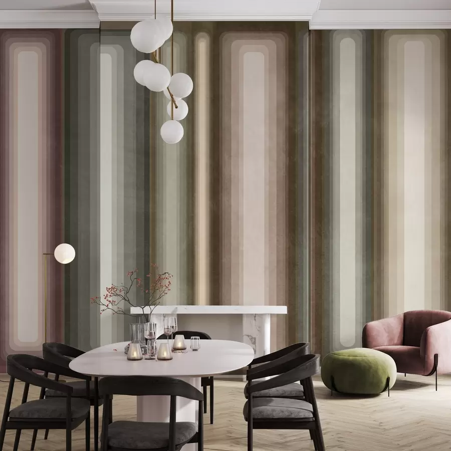 murais de parede Retângulos verticais arredondados, com textura e estilo abstrato, em tons suaves de marrom, bege e rosa claro w09905