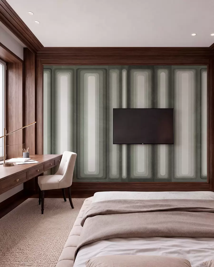 murais de parede Retângulos verticais arredondados, com textura e estilo abstrato, em tons suaves de verde w09905v2