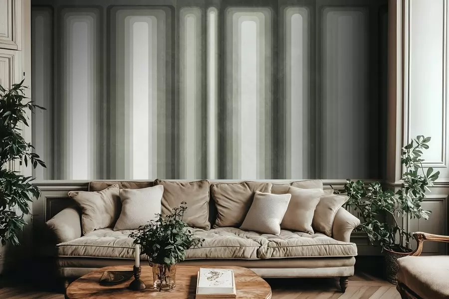 murais de parede Retângulos verticais arredondados, com textura e estilo abstrato, em tons suaves de verde w09905v2