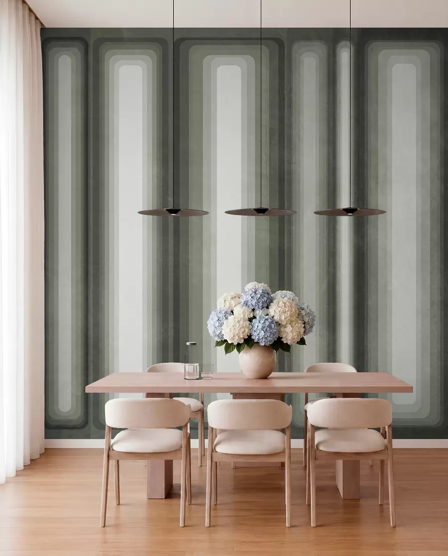 murais de parede Retângulos verticais arredondados, com textura e estilo abstrato, em tons suaves de verde w09905v2