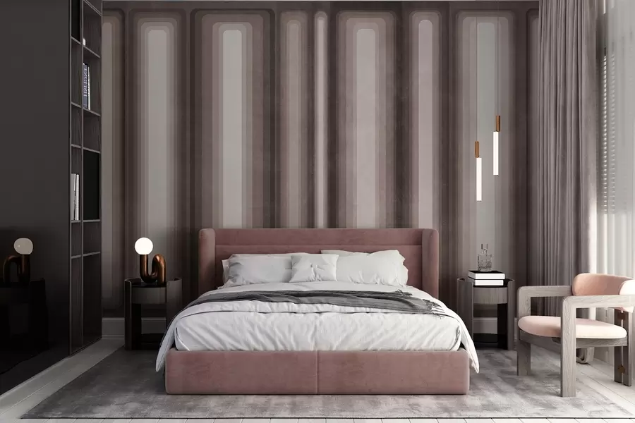 murais de parede Retângulos verticais arredondados, com textura e estilo abstrato, em tons suaves de marrom w09905v1