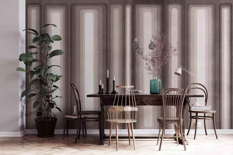 murais de parede Retângulos verticais arredondados, com textura e estilo abstrato, em tons suaves de marrom w09905v1
