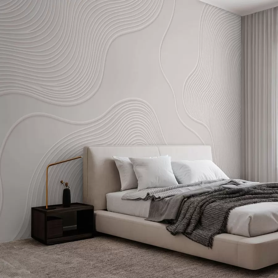 murais de parede Relevo abstrato com linhas onduladas e fluidas w05689