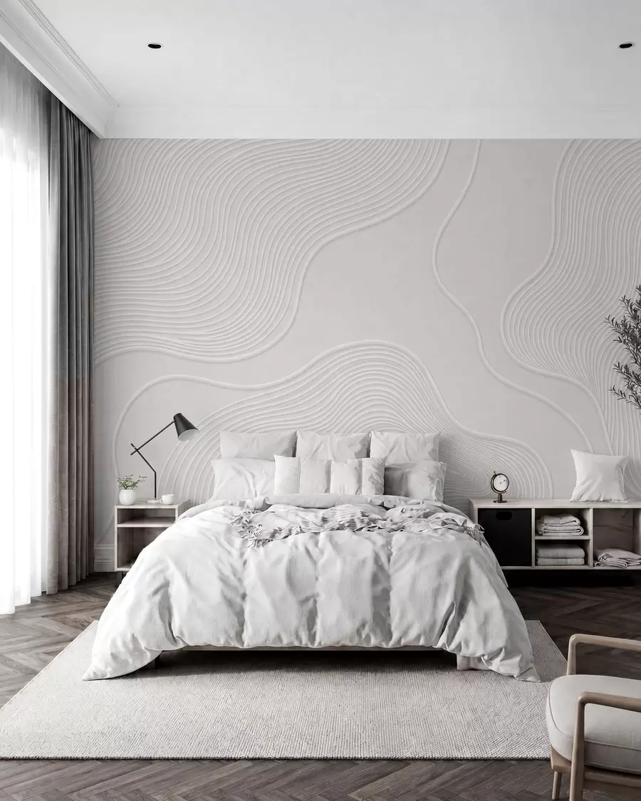 murais de parede Relevo abstrato com linhas onduladas e fluidas w05689