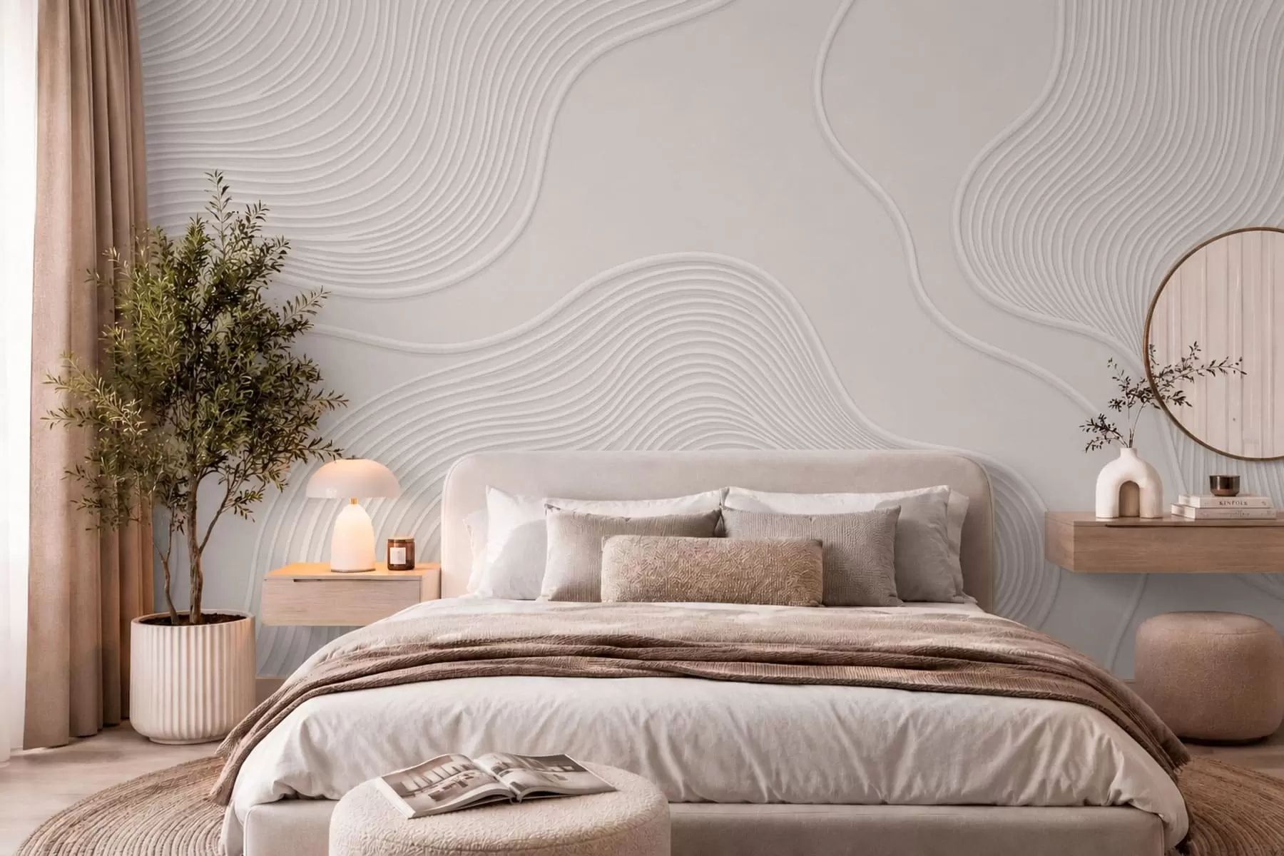 murais de parede Relevo abstrato com linhas onduladas e fluidas w05689