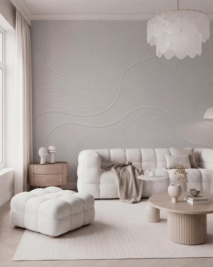 murais de parede Relevo abstrato com linhas onduladas e fluidas w05689