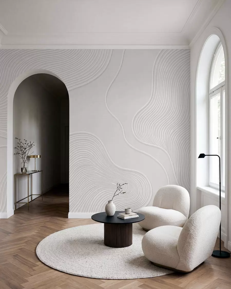 murais de parede Relevo abstrato com linhas onduladas e fluidas w05689
