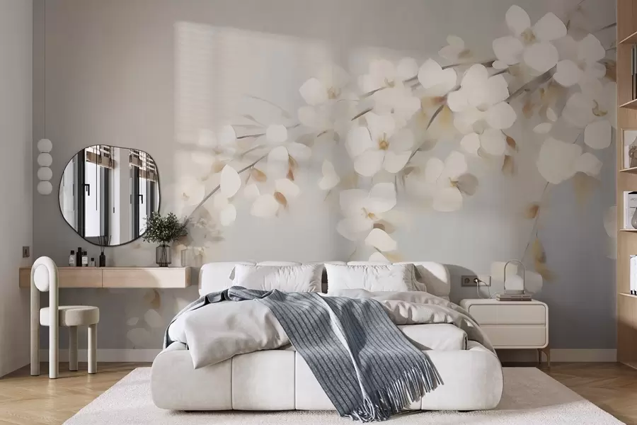 murais de parede Galho abstrato com flores — imitação de pintura w05665