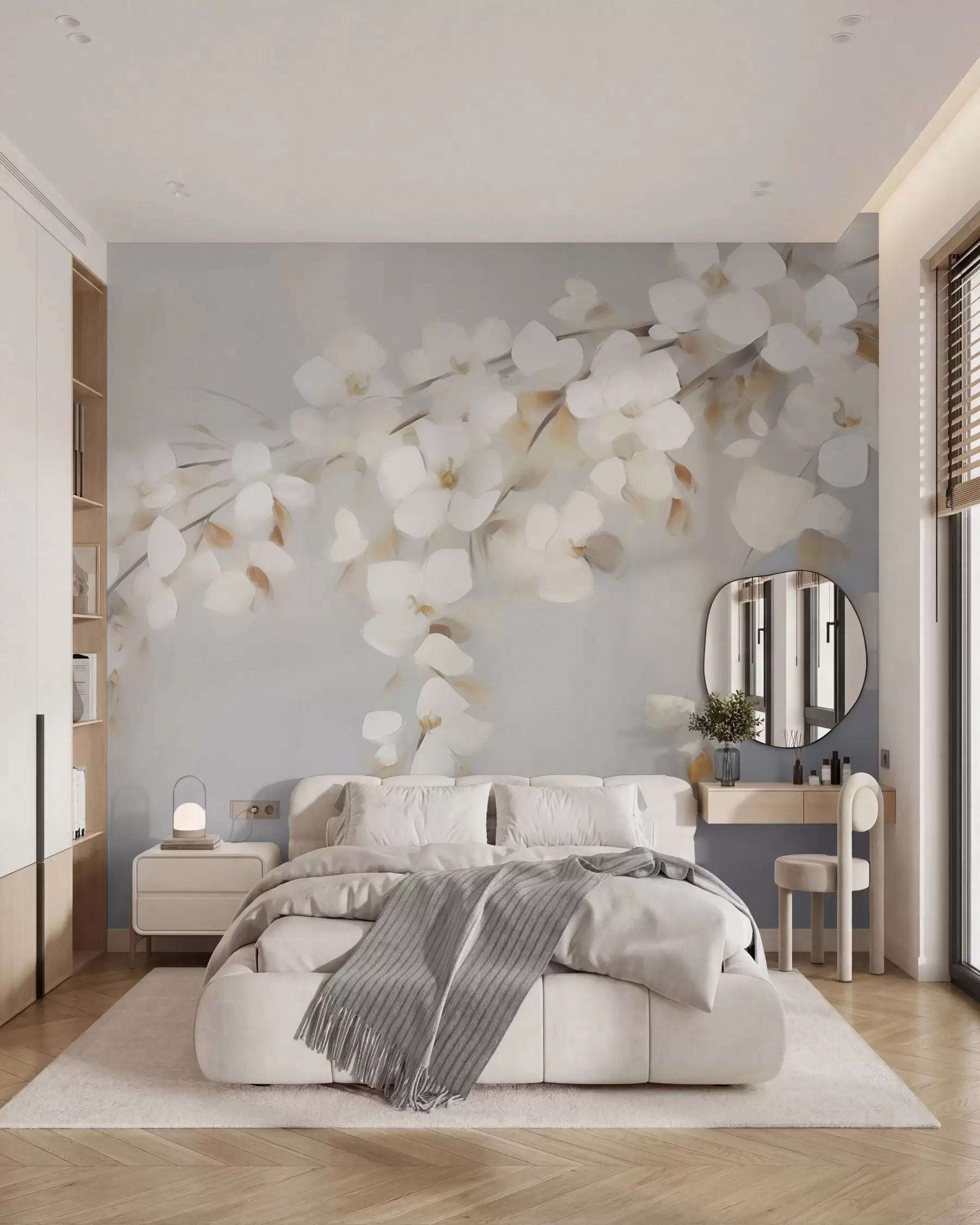 murais de parede Galho abstrato com flores — imitação de pintura w05665