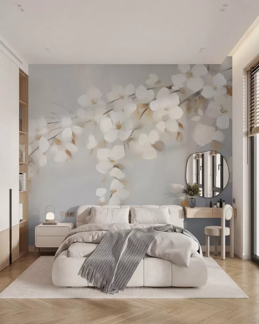 murais de parede Galho abstrato com flores — imitação de pintura w05665