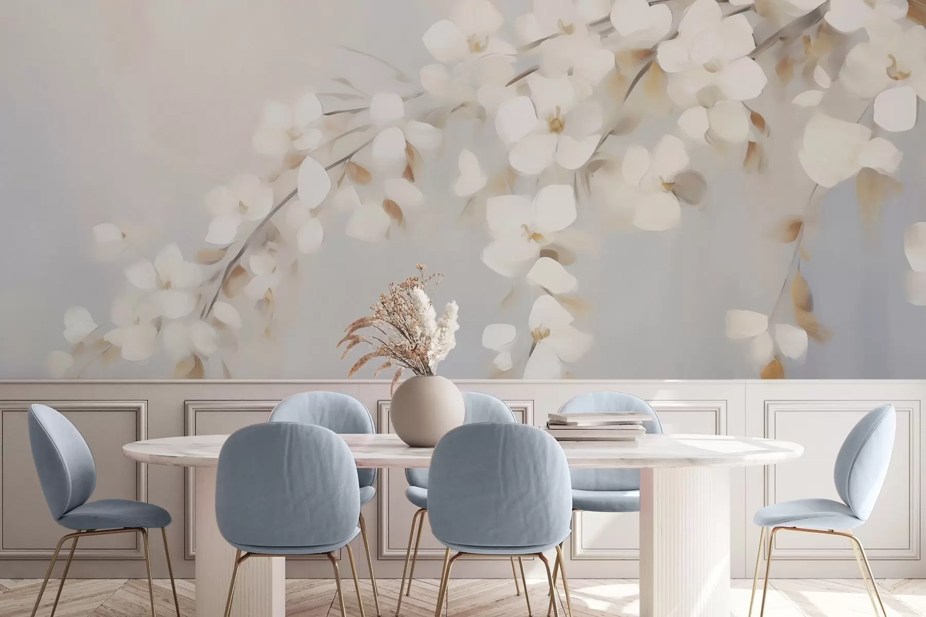 murais de parede Galho abstrato com flores — imitação de pintura w05665
