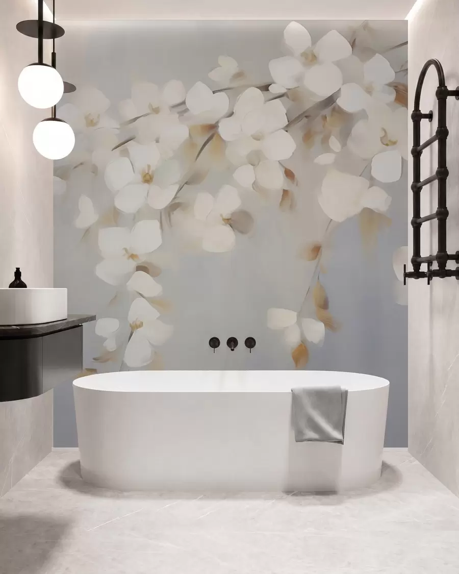 murais de parede Galho abstrato com flores — imitação de pintura w05665