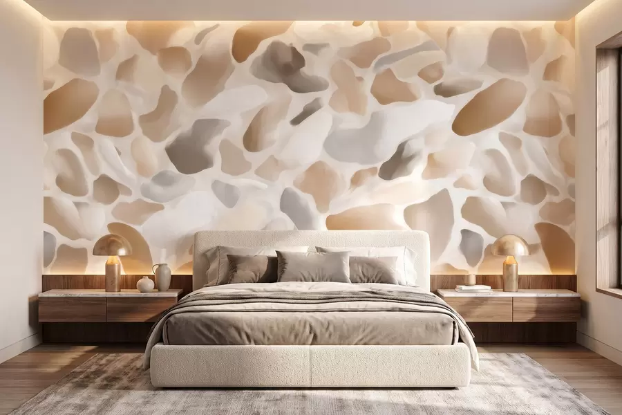 murais de parede Textura abstrata de terrazzo natural em tons claros w09933