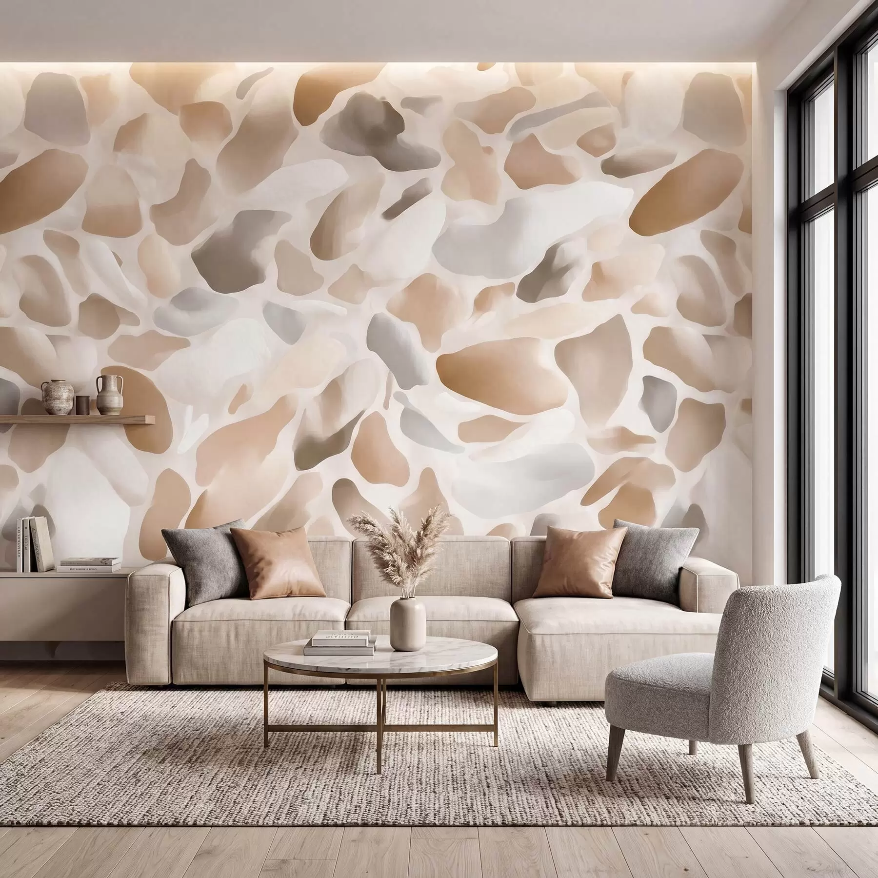 murais de parede Textura abstrata de terrazzo natural em tons claros w09933