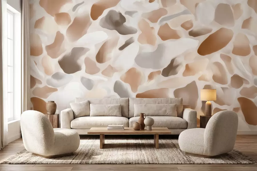 murais de parede Textura abstrata de terrazzo natural em tons claros w09933