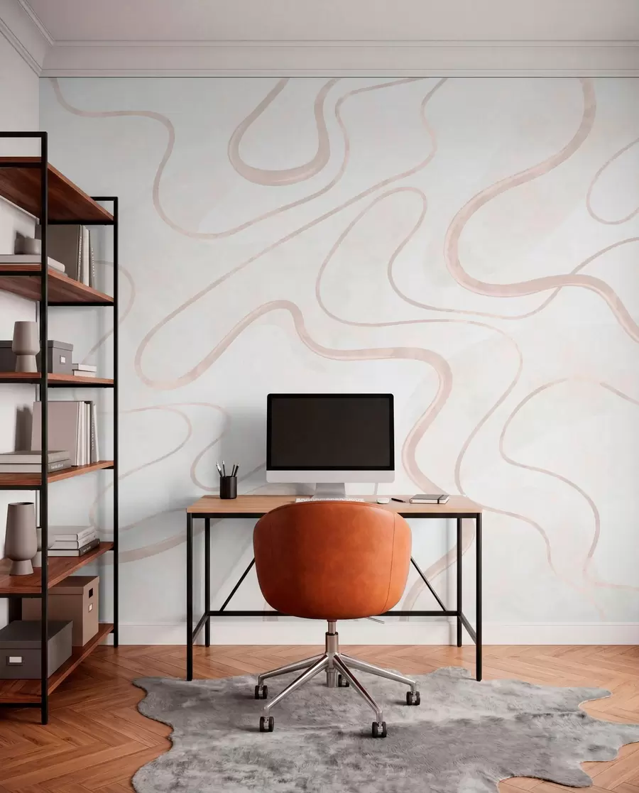 murais de parede Linhas abstratas e fluidas sobre um fundo claro w05726