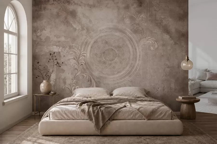 murais de parede Padrão circular ornamental sobre um fundo texturizado w05727
