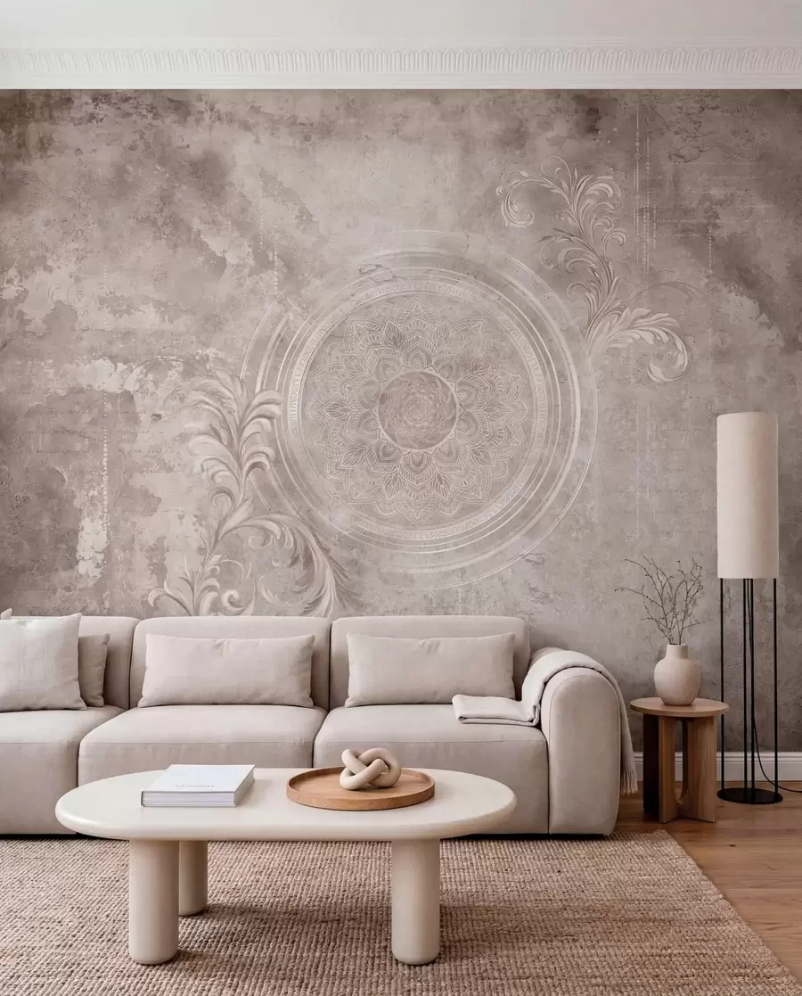 murais de parede Padrão circular ornamental sobre um fundo texturizado w05727
