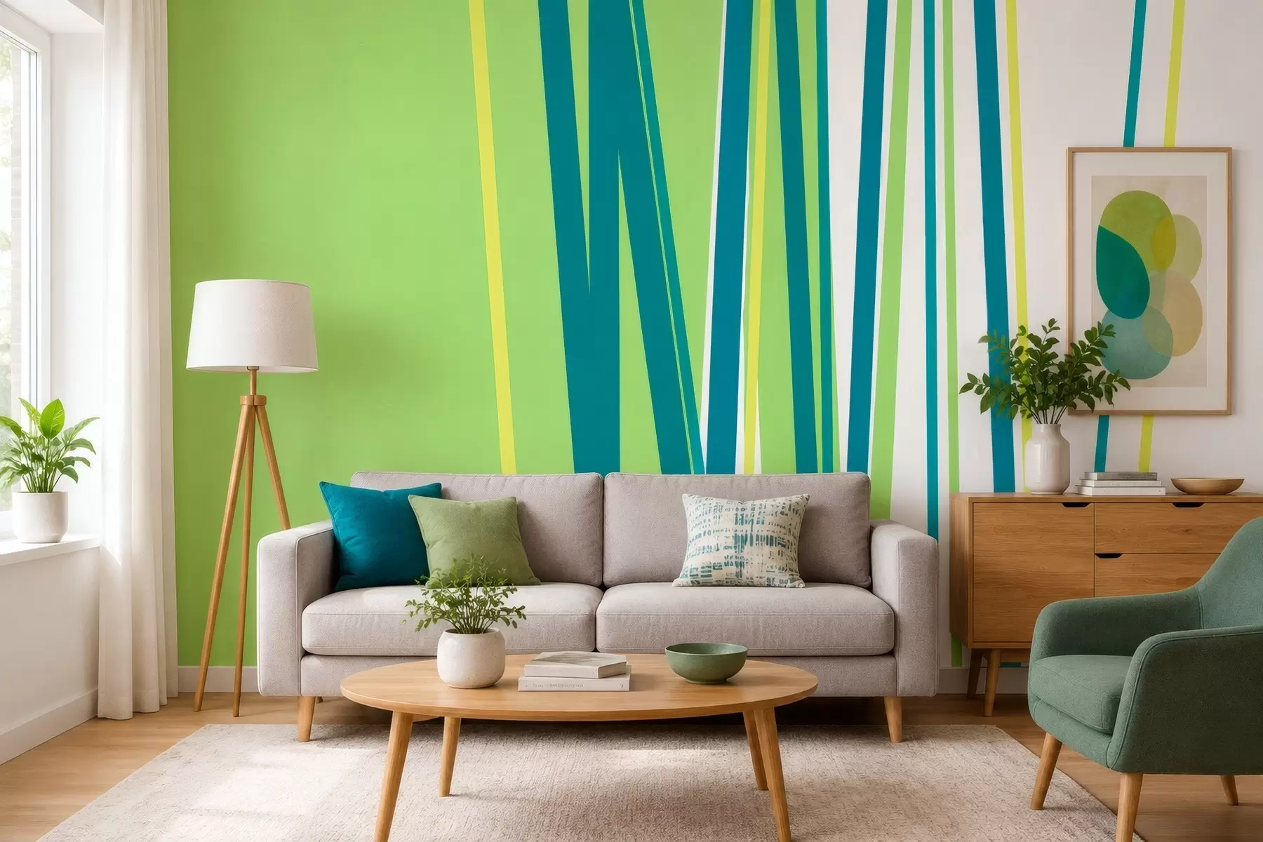 murais de parede uma listra abstrata e vibrante w05749