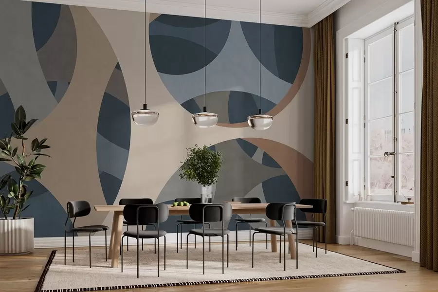 murais de parede abstração textural contemporânea em tons de azul e bege w05751