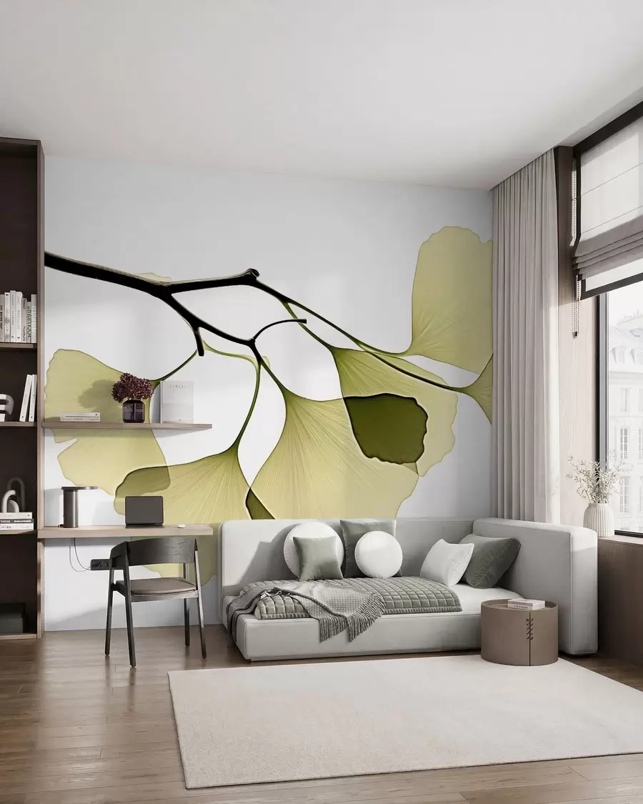 murais de parede Folhas em forma de leque do ginkgo w09968