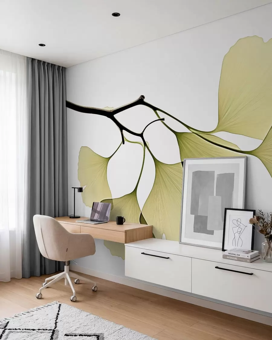 murais de parede Folhas em forma de leque do ginkgo w09968