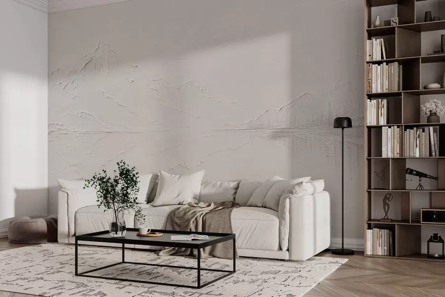 murais de parede Paisagem montanhosa em relevo com reflexo em águas calmas w05739