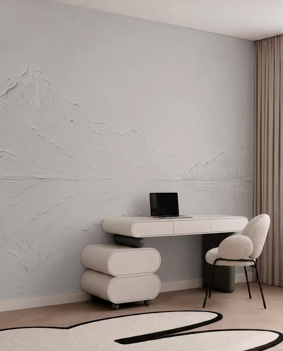 murais de parede Paisagem montanhosa em relevo com reflexo em águas calmas w05739