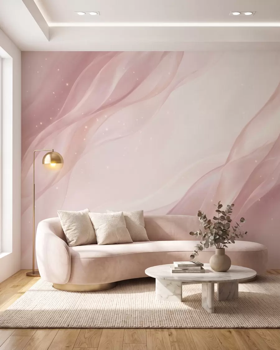 murais de parede Composição abstrata delicada em tons suaves de rosa w09959
