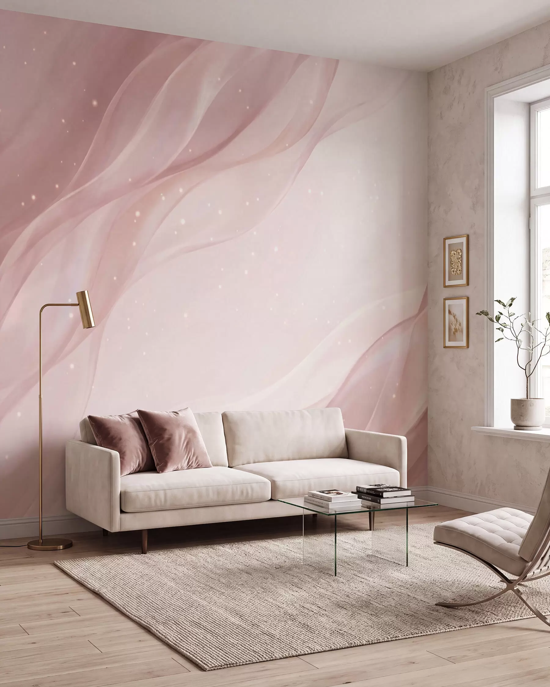 murais de parede Composição abstrata delicada em tons suaves de rosa w09959