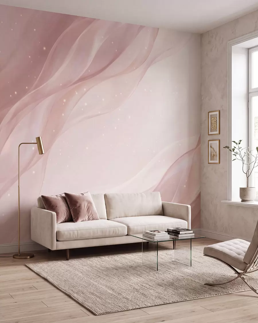 murais de parede Composição abstrata delicada em tons suaves de rosa w09959