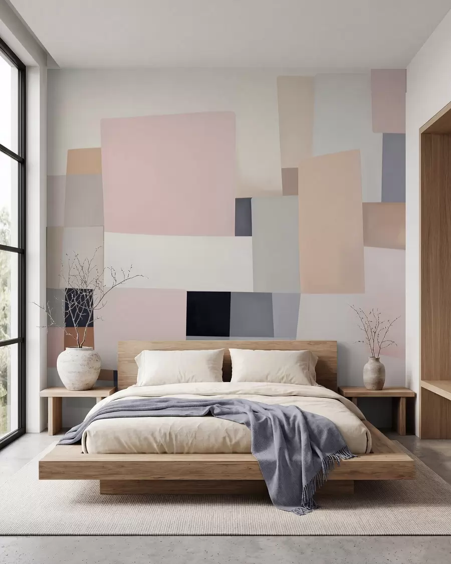 murais de parede Abstração geométrica com efeito de desfoque simulado e textura w05785