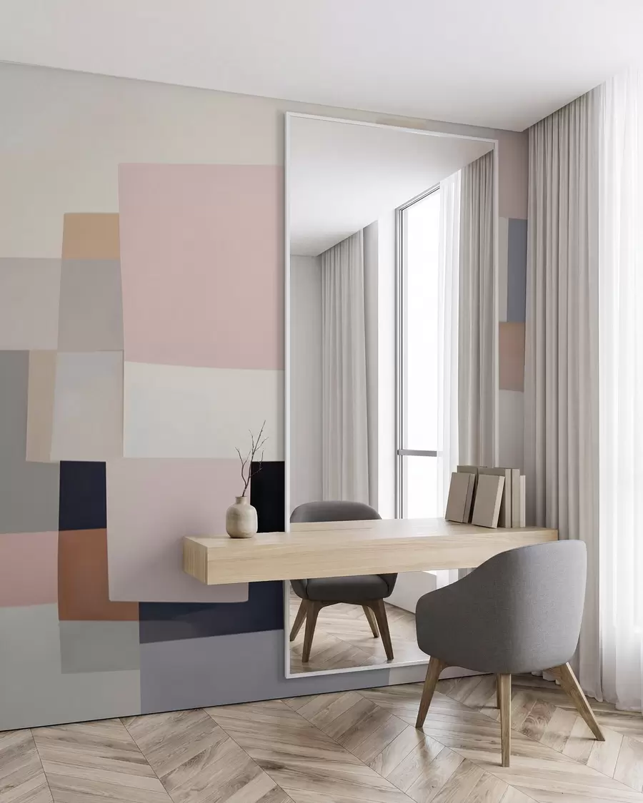 murais de parede Abstração geométrica com efeito de desfoque simulado e textura w05785