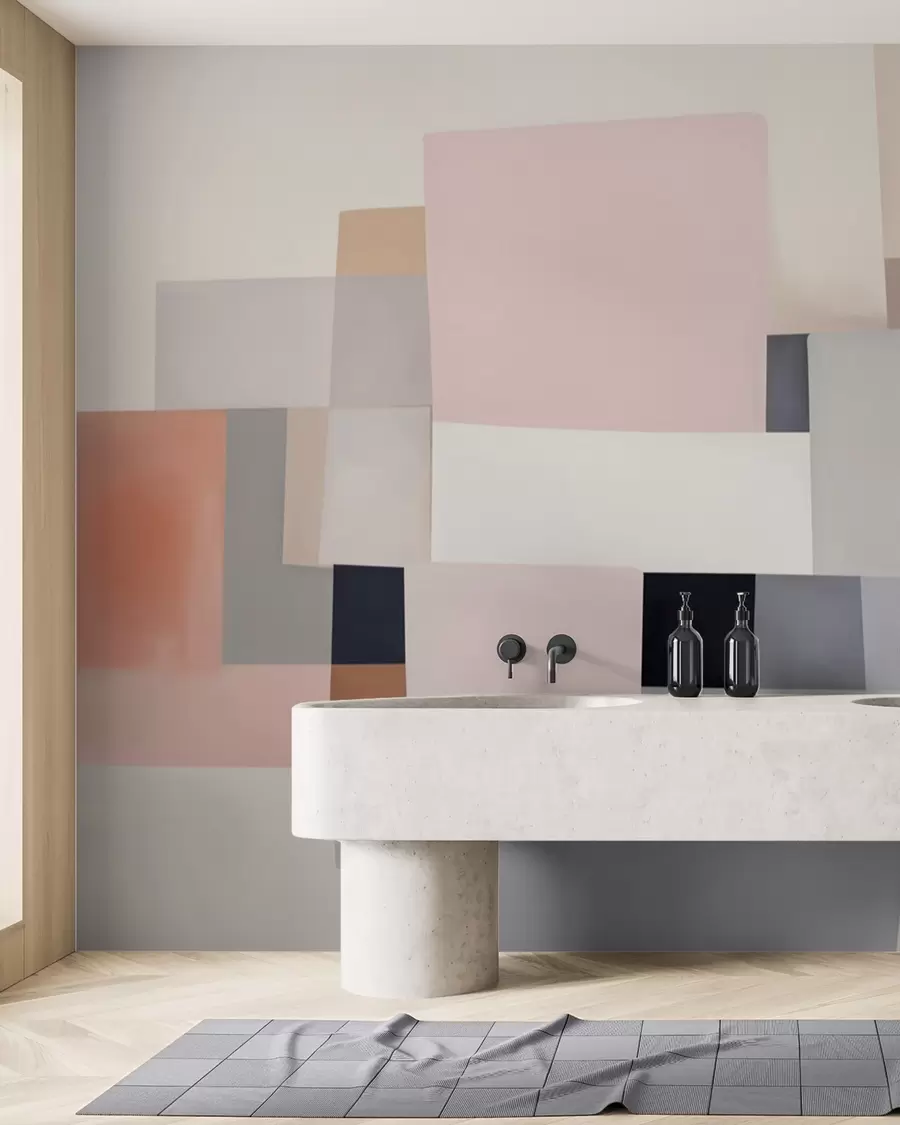 murais de parede Abstração geométrica com efeito de desfoque simulado e textura w05785
