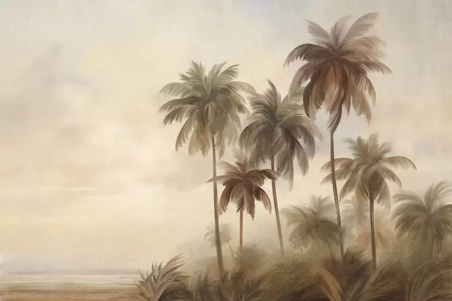 murais de parede Palmeiras, paisagem tropical, arte texturizada w09938