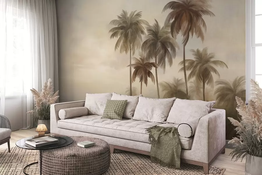 murais de parede Palmeiras, paisagem tropical, arte texturizada w09938